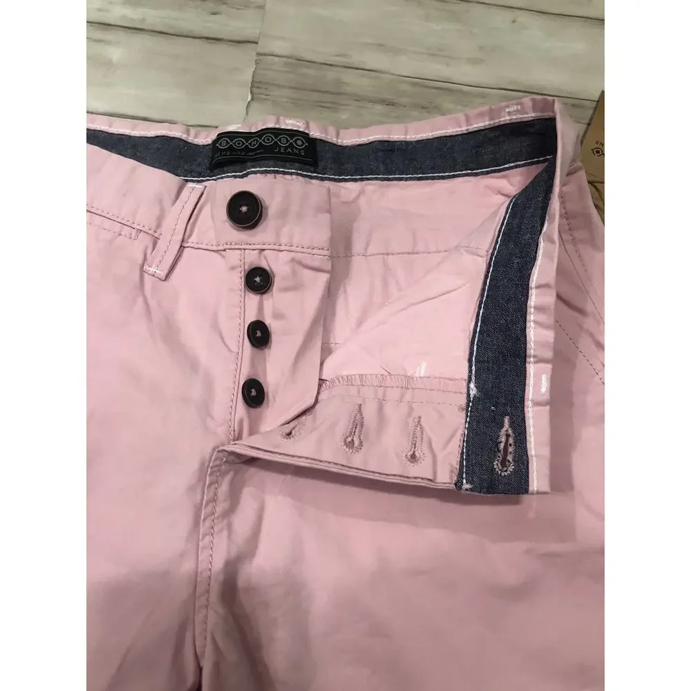 Bonobo Shorts Womens 2 Pink Flat Front Chino Pockets W:26 N35 - Picture 6 of 6
